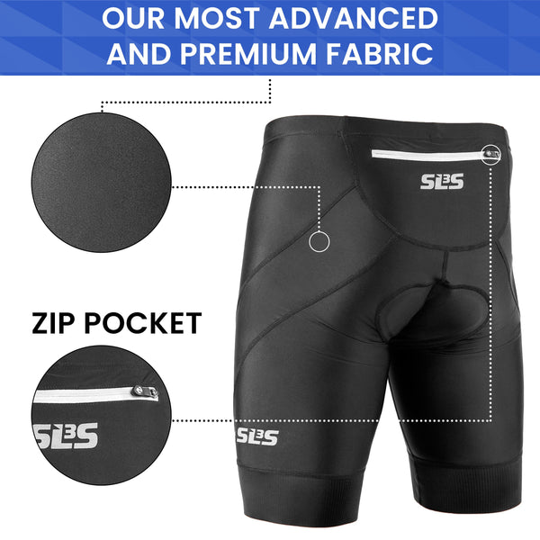 Pro Triathlon Race Shorts Black (Zip Pocket)