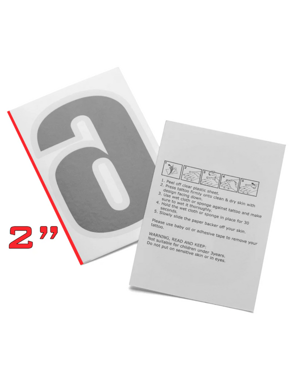 Temporary Race Number Tattoos 2-Inch Size, Pack of 100